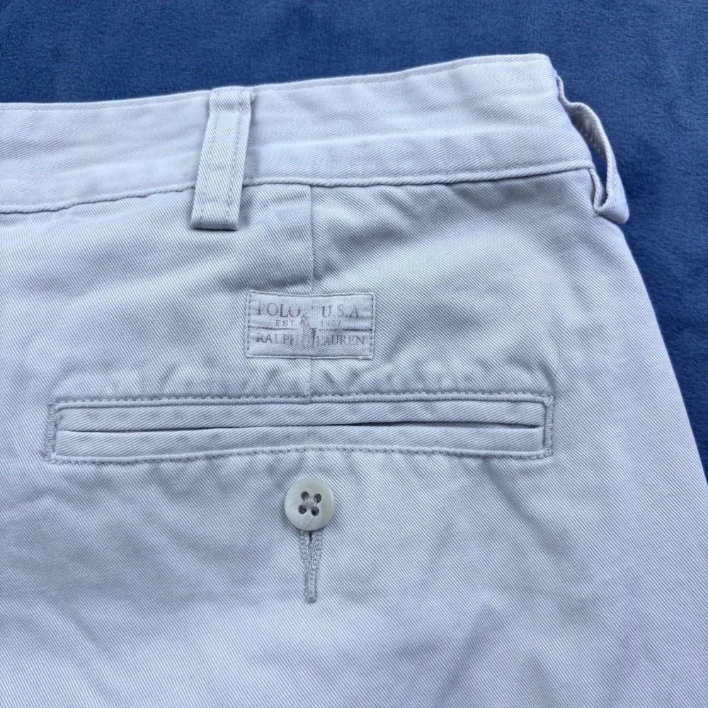 Polo Ralph Lauren Andrew Pant Mens 35x30 Khaki Tan Pleated Cuffed Cotton Chinos